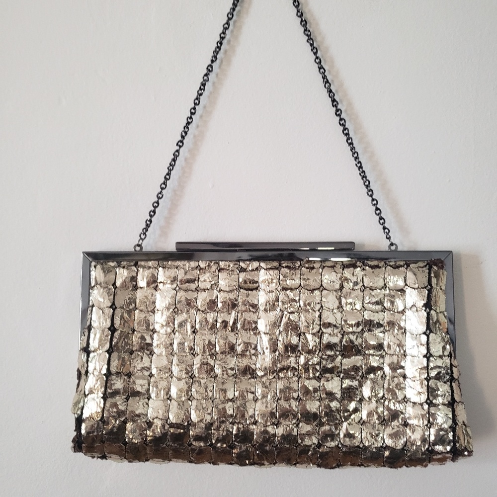 Meghan LA Gold Lame Clutch